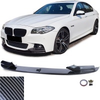 Spoiler de lâmina de pára-choques - BMW Serie 5 F10 F11 10-17 - visual mperf - preto carbono