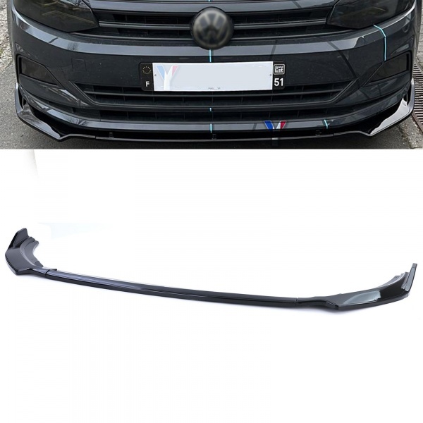 VW Polo 6 front blade spoiler - AW 17-21 - glossy black sport look