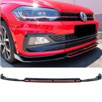 VW Polo 6 front blade spoiler - AW 17-21 - glossy black red sport look