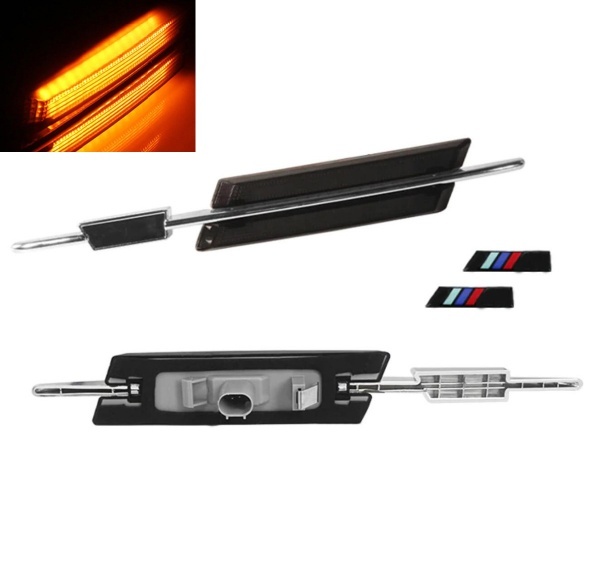 BMW E82 E88 E60 E90 E92 dynamic LED repeater indicators - Smoked black