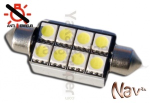 Navette 42mm LED Nav<sup>8</sup> SMD - Anti Erreur OBD - C10W - Blanc Pur