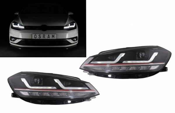 2 faróis dianteiros VW Golf 7.5 fase 2 - fullLED - Black GTI - OSRAM dinâmico