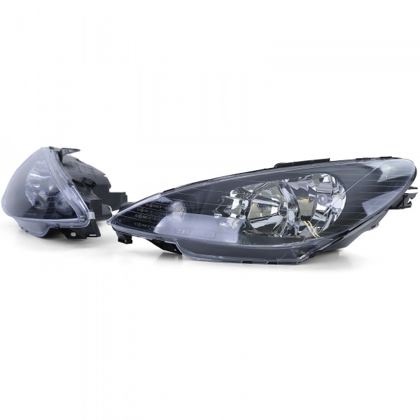 2 Headlights Peugeot 206 98-06 - H4 and H7 - Black