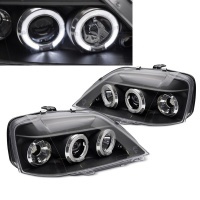 2 Angel eyes LED design headlights Dacia Logan 04-08 - Black