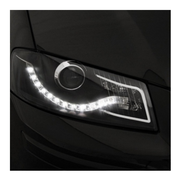 2 Audi A3 8P Devil Eyes LED headlights drl - Black