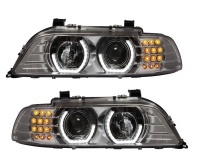 2 BMW Serie 5 E39 95-03 Angel Eyes 3D faróis de LED - Chrome