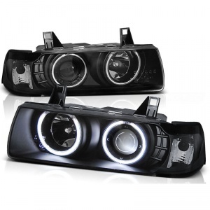 2 BMW Serie 3 E36 Angel Eyes CCFL 92-98 4P headlights - Black