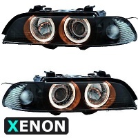 2 faróis BMW Serie 5 E39 fase 2 xenon Angel Eyes - Preto
