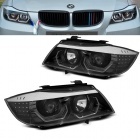 2 Phares BMW Serie 3 E90 E91 Angel Eyes LED 05-12 look Iconic - Noir