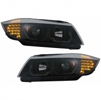 2 BMW Serie 3 E90 E91 Angel Eyes LED 05-12 Headlights Iconic look - Black