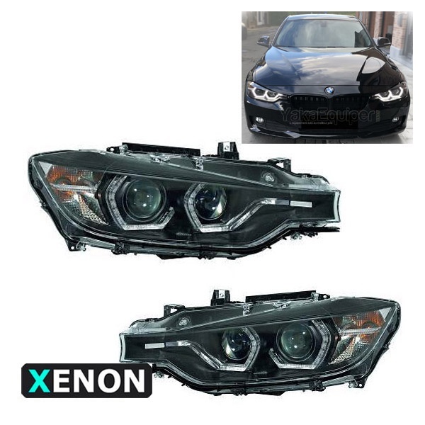 2 xenon headlights BMW 3 F30 F31 series Angel Eyes 11-15 LED - Black