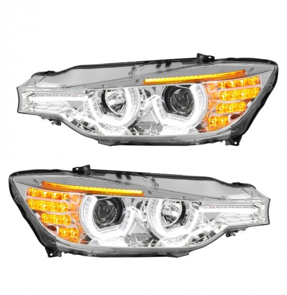 2 3 F30 F31 Angel Eyes 3D LED 11-15 Headlights - Chrome