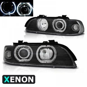 2 Phares avant BMW Serie 5 E39 xenon Angel Eyes LED - Noir