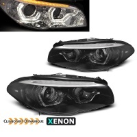 2 Xenon headlights BMW Serie 5 F10 F11 LCI Angel Eyes LED 13-16 Iconic look - Black