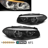 2 AFS xenon headlights BMW Serie 5 F10 F11 Angel Eyes LED 10-13 Iconic look - Black