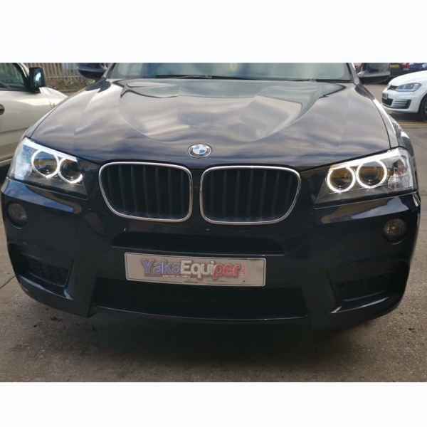 2 BMW X3 F25 Headlights Angel Eyes LED 10-14 xenon look - Black