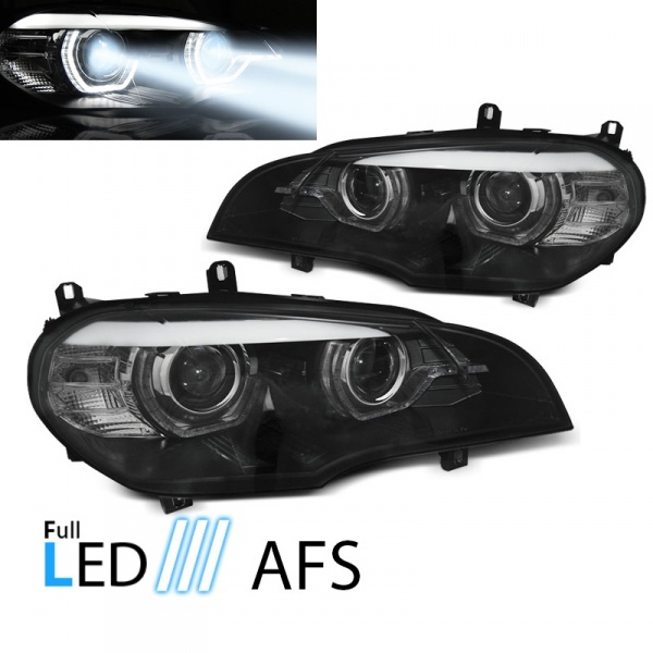 2 AFS BMW X5 E70 Angel Eyes LED 07-13 fullLED headlights - Black