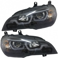 2 BMW X5 E70 Angel Eyes iconic LED 07-13 halogen headlights - Black
