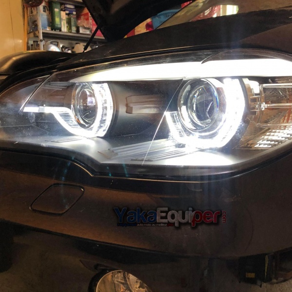2 BMW X5 E70 Angel Eyes LED 07-13 faróis de xenônio - Preto - AFS