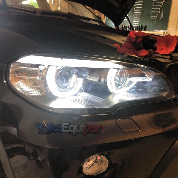 2 BMW X5 E70 Angel Eyes LED 07-13 faróis de xenônio - Preto