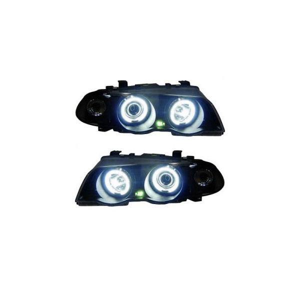 2 CCFL angel eyes headlights BMW E46 Sedan phase 1 98-01 - Black