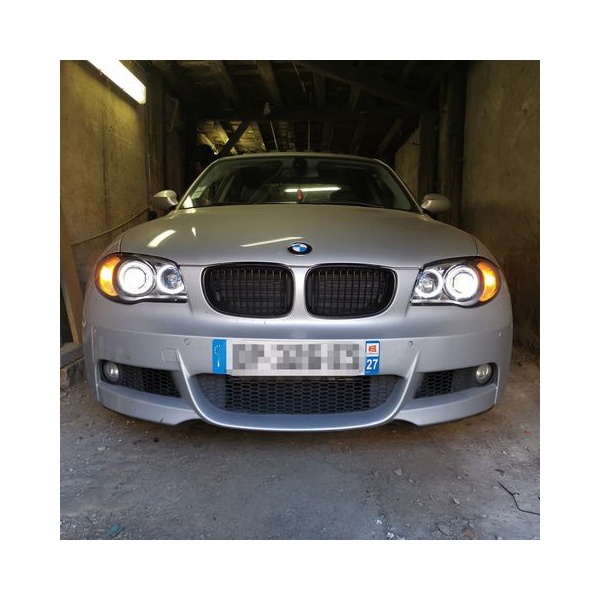 2 BMW Serie 1 E81 E82 E87 Angel Eyes LED V2 DEPO 04 und + Frontscheinwerfer - Schwarz