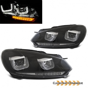 2 VW GOLF 6 U-LED 08-13 black front headlights - dynamic