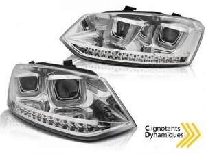 2 Phares avant VW Polo 6R 09-14 - 3D LED - chrome - dynamique