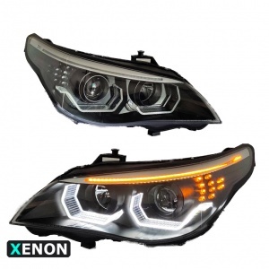 2 BMW Serie 5 E60 E61 Angel Eyes LED 03-07 xenon headlights Iconic look - Black