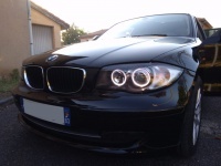 2 BMW Serie 1 E81 E82 E87 Angel Eyes LED V2 DEPO 04 und + Frontscheinwerfer - Schwarz