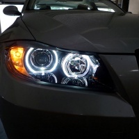 2 BMW Serie 3 E90 E91 Angel Eyes LED V2 DEPO 05-11 front headlights - Black