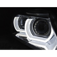 2 AFS BMW Série 3 E90 E91 lci Angel Eyes LED U-LTI 09-11 faróis de xenônio - preto