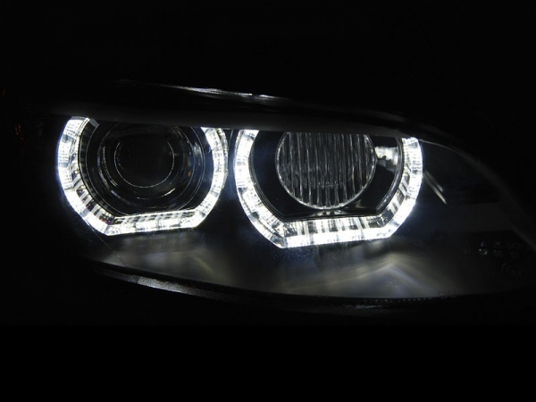 2 BMW Serie 3 E92 E93 Coupé Angel Eyes LED U-LTI 05-10 Xenonscheinwerfer - Schwarz