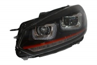 2 VW GOLF 6 3D LED 08-13 koplampen Zwart + rood - dynamisch
