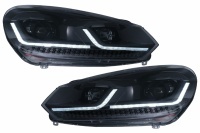 2 faróis dianteiros VW GOLF 6 LED 08-13 com facelift G7.5 preto - dinâmico