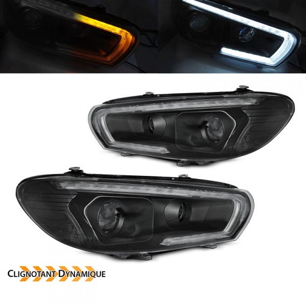 2 faróis de LED dinâmicos VW Scirocco Devil 08-14 - Preto
