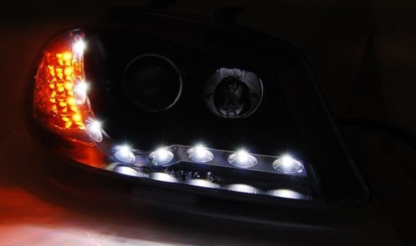 2 SEAT Ibiza 6L Headlights - 02-08 - Dragon LED - LED flashing - Chrome