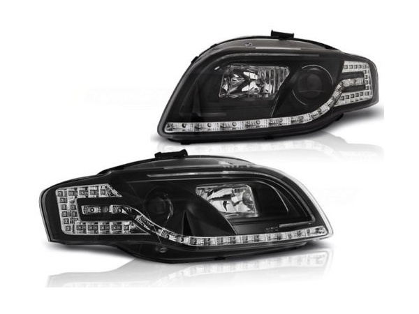 2 AUDI A4 (B7) front headlights - LTI and LED - Black