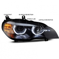 2 BMW X5 E70 Angel Eyes LED 07-13 xenon headlights - Black - AFS