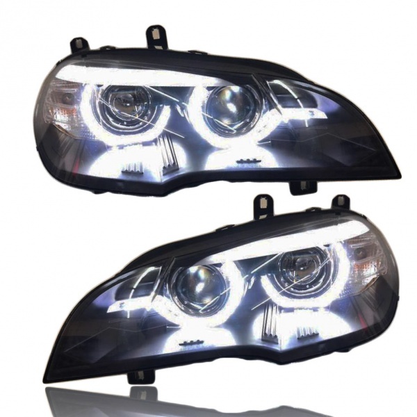 2 BMW X5 E70 Angel Eyes LED 07-13 xenon headlights - Chrome
