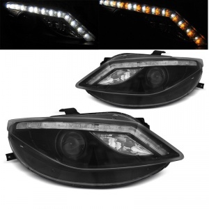 2 SEAT Ibiza 6J 08-12 headlights - LED flashing LED - Black