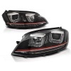 2 Phares avant VW Golf 7 - 3D cligno LED - Noir + liseret rouge