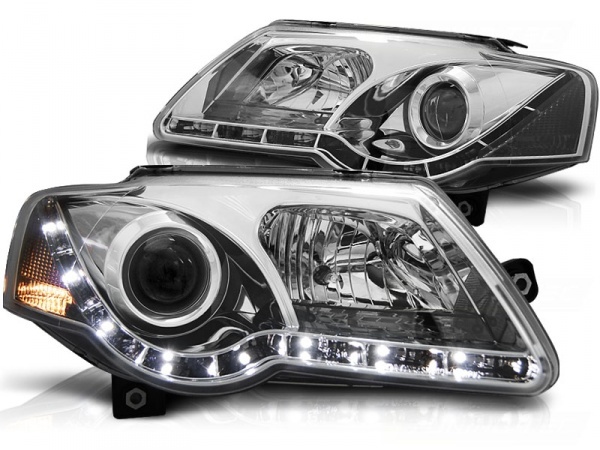 2 VW Passat B6 (3C) Devil Eyes LED headlights - Chrome
