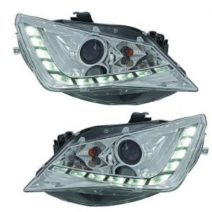 2 SEAT Ibiza 12-15 headlights - LED daytime running lights - Chrome