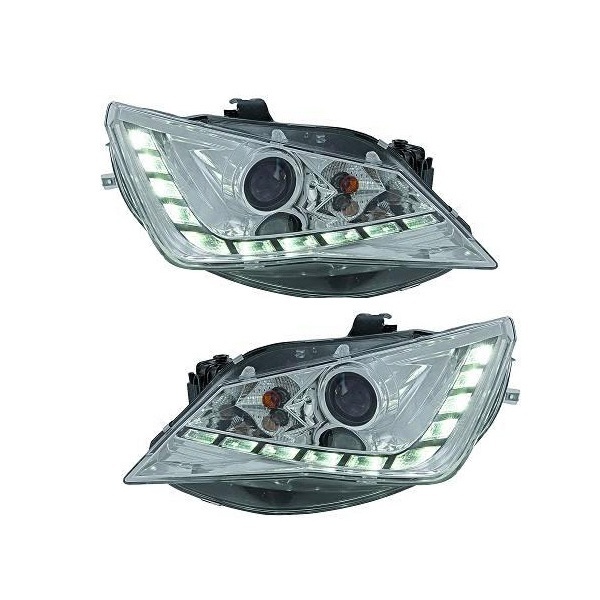 2 SEAT Ibiza 12-15-koplampen - LED-dagrijlichten - Chroom