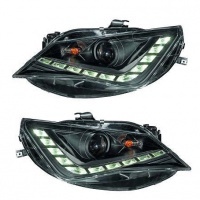 2 SEAT Ibiza 12-15-koplampen - LED-dagrijlichten - Zwart