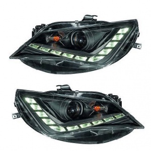 2 SEAT Ibiza 12-15 headlights - LED daytime running lights - Black