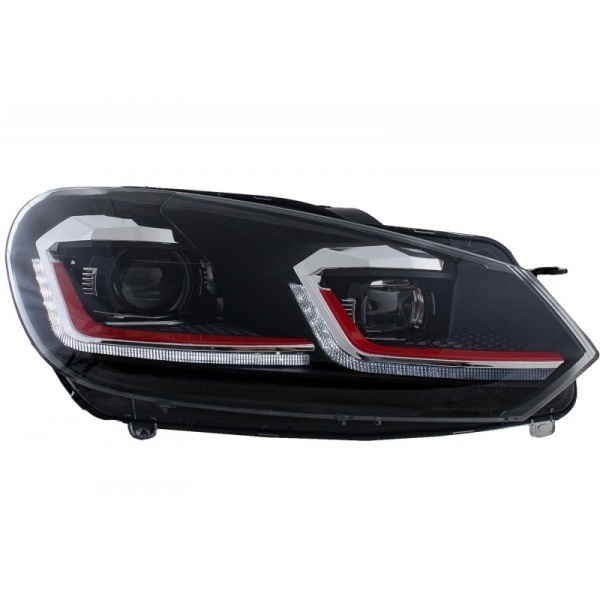 2 VW GOLF 6 LED 08-13 front headlights facelift look G7.5 red - dynamic