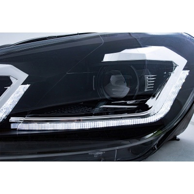 Phares avant VW GOLF 6 LED 08-13 look facelift G7.5 Noir+chrome