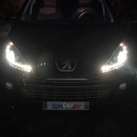 2 Peugeot 207 Devil Eyes LED r87 headlights - Black
